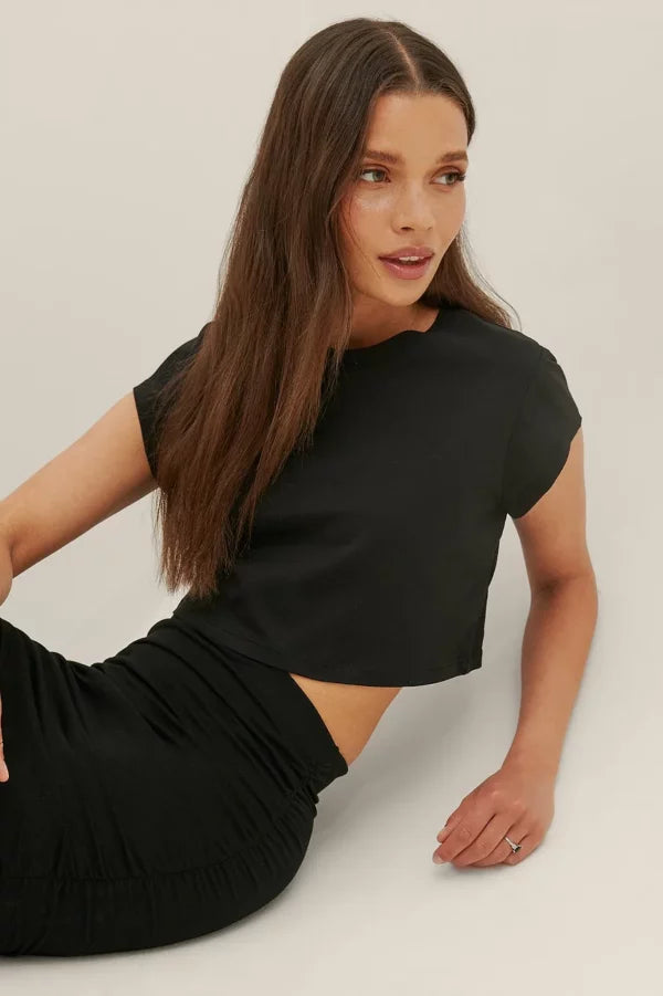 Organic Cropped Jersey Tee Black