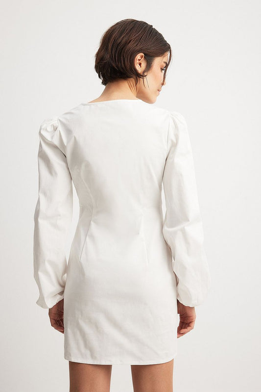 Asymmetric Buttoned Long Sleeve Mini Dress