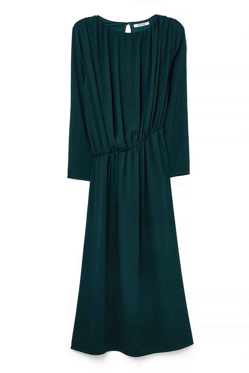 Na-kd Asymmetric Waist Draped Midi Dress