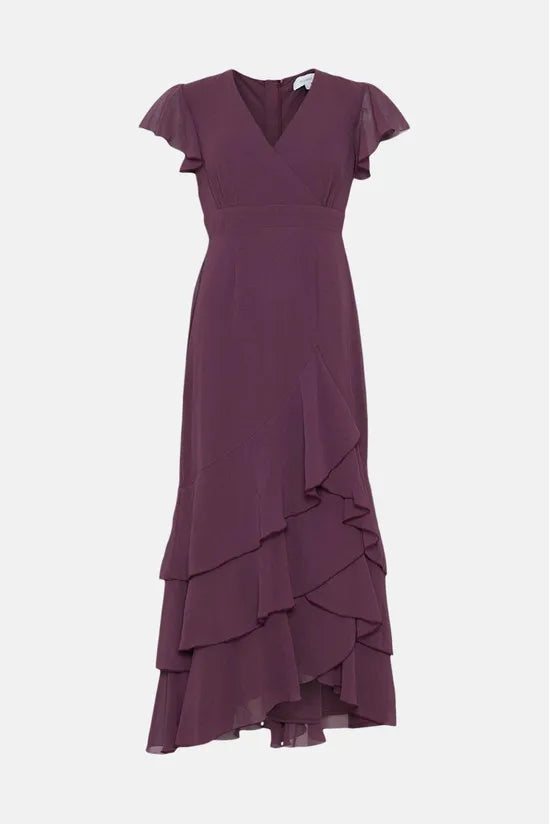 Petite Tiered Hem Ruffle Maxi Dress