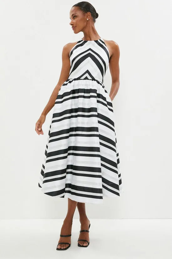 Cami Dress In Organza Stripe