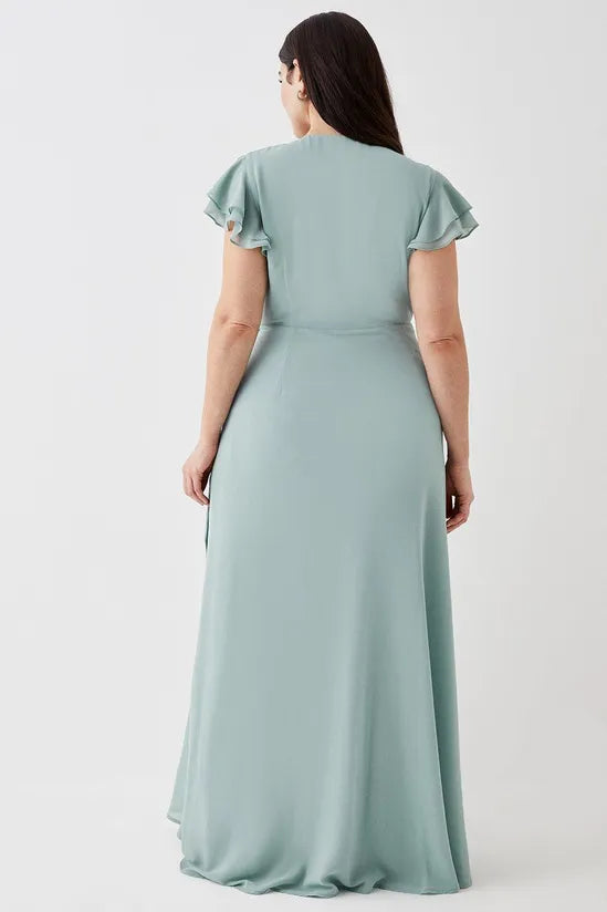 Coast - Double Flutter Sleeve Wrap Bridesmaids Dress