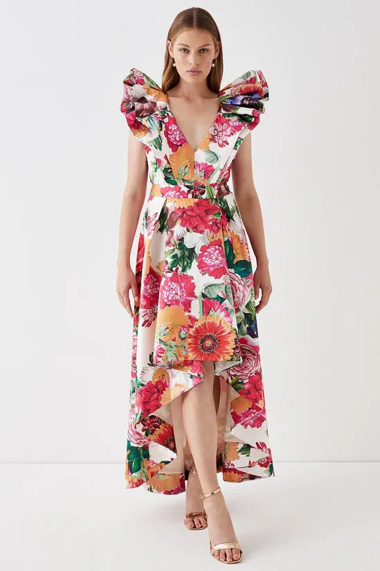 Twill Printed Midi Dress