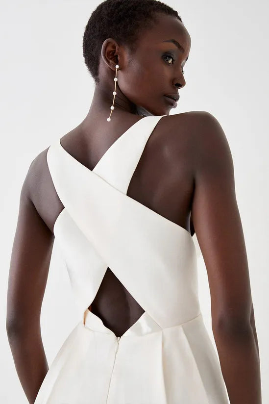 Coast Cross Back Twill Ecru Maxi Dress