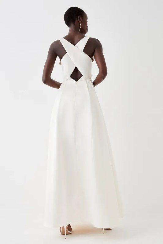 Coast Cross Back Twill Ecru Maxi Dress