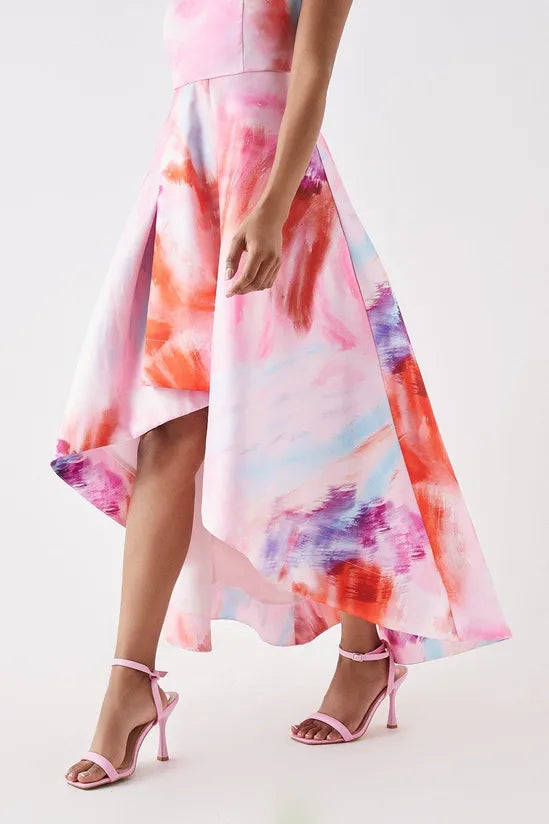 Petite Dip Hem Twill Midi Dress