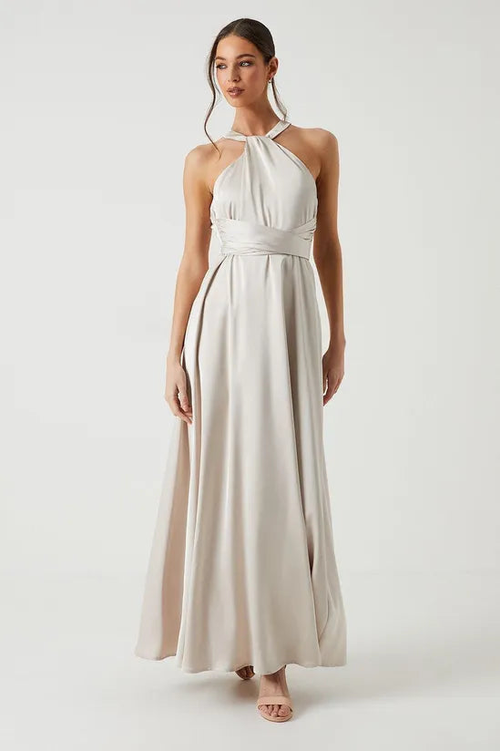 Coast Honoured Twist Halterneck Satin Maxi Bridesmaid Dress