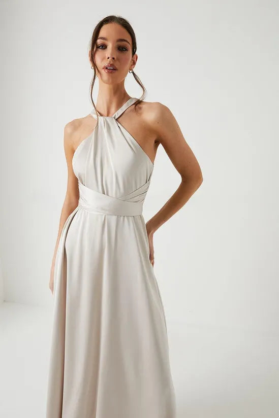 Coast Honoured Twist Halterneck Satin Maxi Bridesmaid Dress