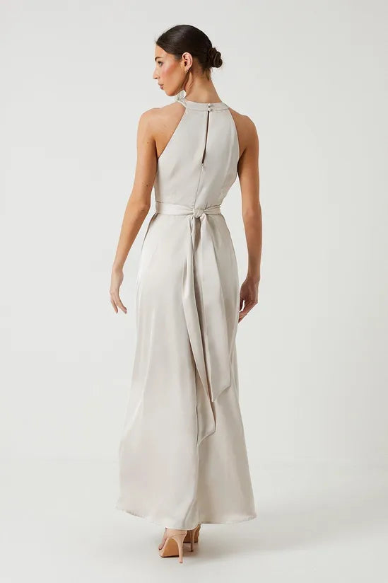 Coast Honoured Twist Halterneck Satin Maxi Bridesmaid Dress