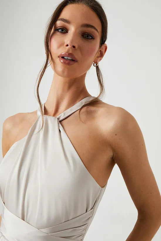 Coast Honoured Twist Halterneck Satin Maxi Bridesmaid Dress