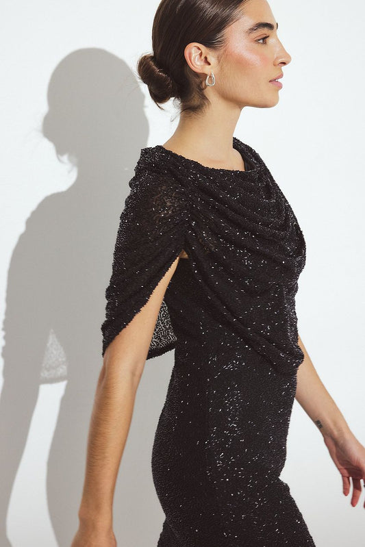 Na-kd Beaded Cape Mini Dress