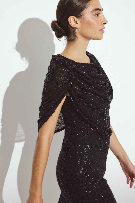 Na-kd Beaded Cape Mini Dress