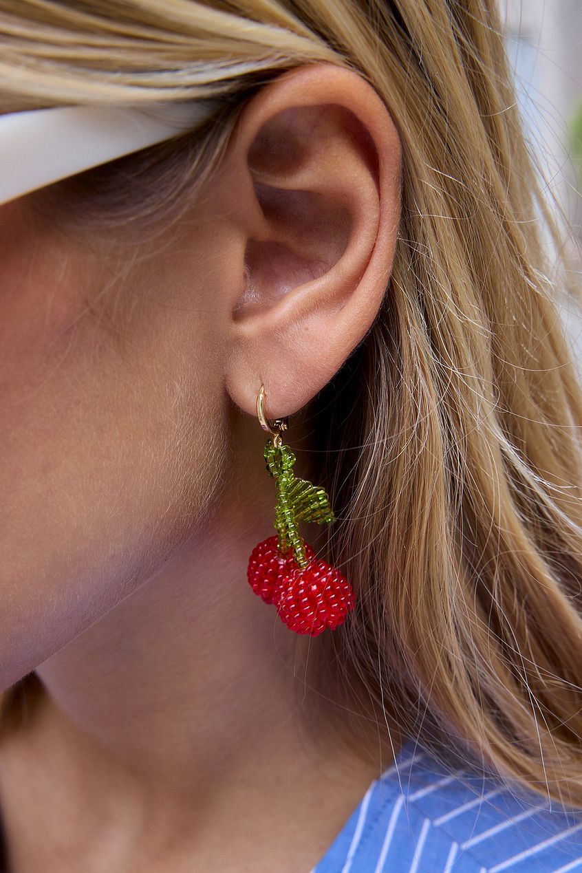 Beaded Cherries Earrings