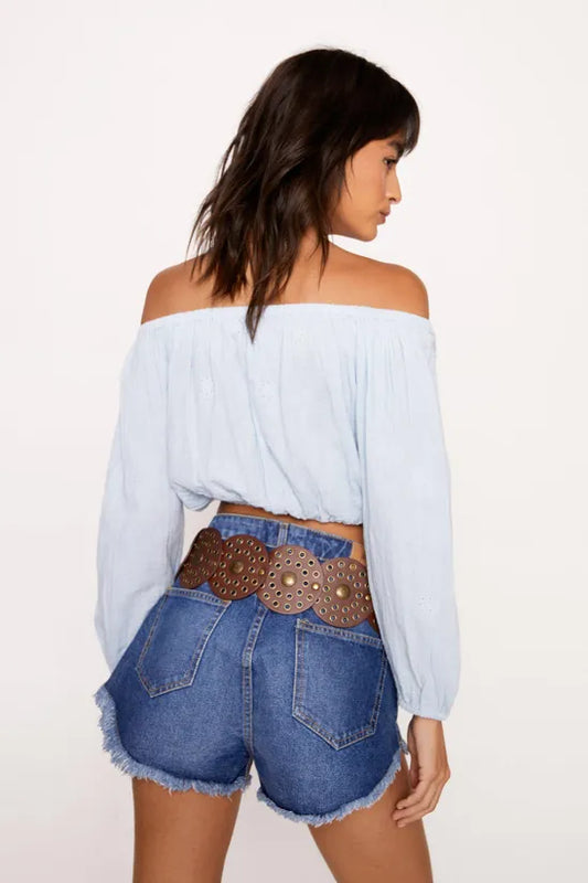 NastyGal Bardot Puff Sleeve Crop Top