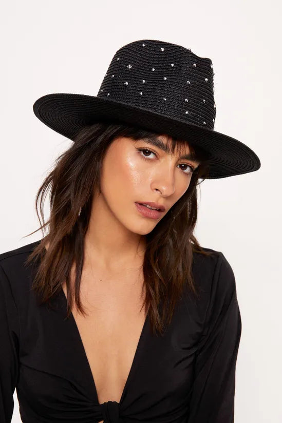 Pearl Raffia Fedora Hat