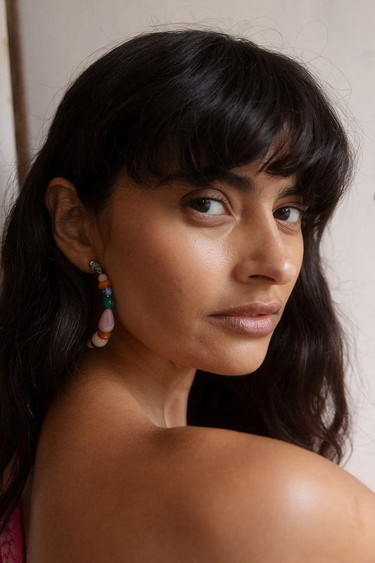 Big Colored Stone Hoops