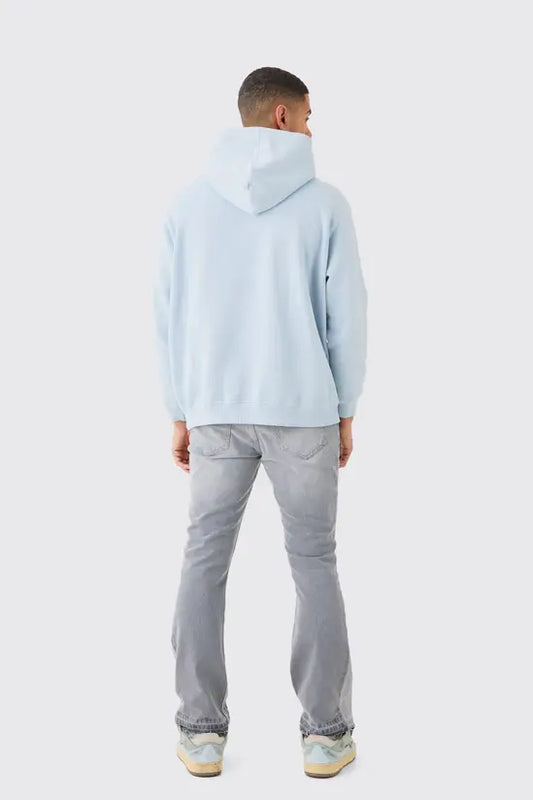 boohooMAN Slim Flare Distressed Gusset Panel Jeans