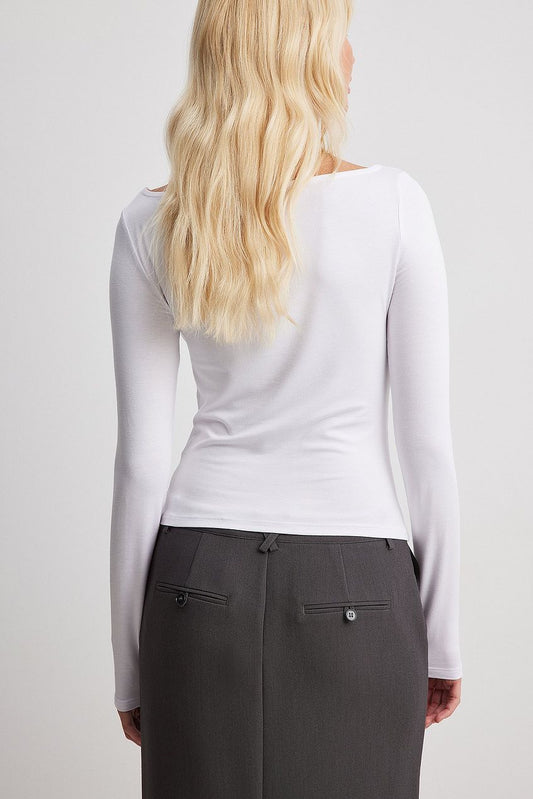 Boat Neck Long Sleeve Top