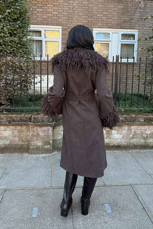 Na-Kd Bonded Detail Curly Faux Fur Coat