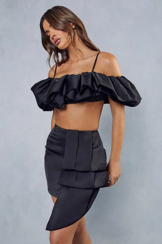 Premium Satin Ruffle Two Piece Co-ord