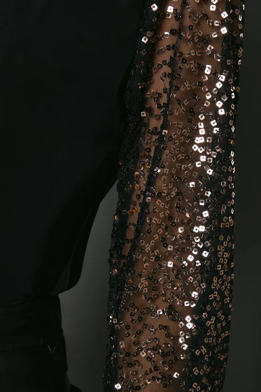 Dorothy Perkins -Sequin Sleeve High Neck Top