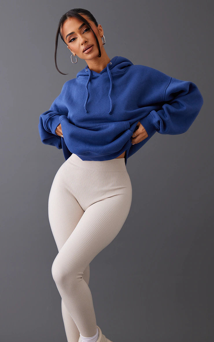 PETITE NAVY OVERSIZED BASIC HOODIE