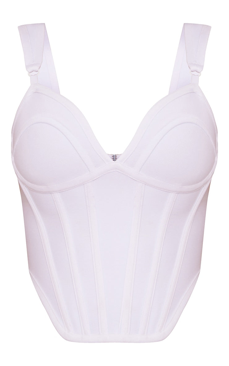 White Bandage Dip Hem Bust Cup Corset