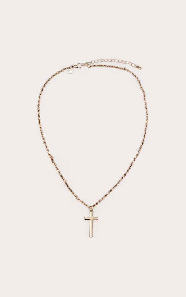 Gold Chunky Chain Cross Pendant Necklace