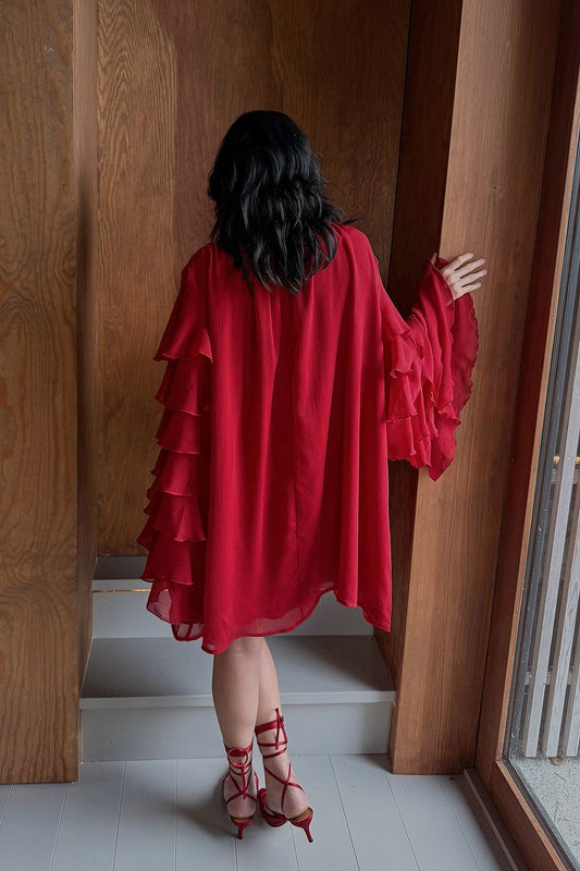 Na-kd Chiffon Ruffle Mini Dress