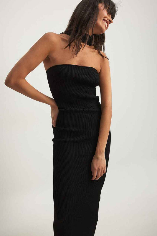 Na-kd Choker Knitted Bandeau Midi Dress