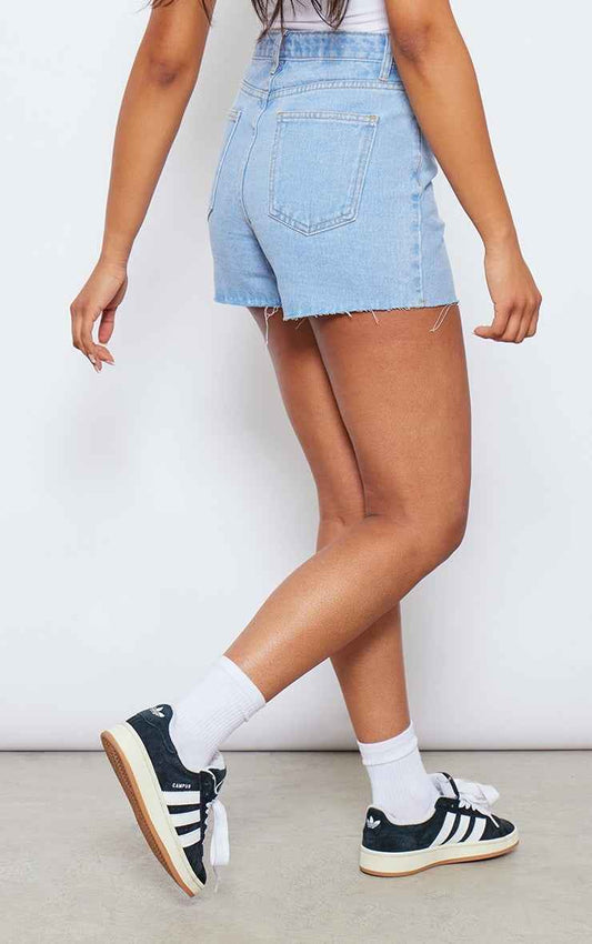 Plt - Tall Light Blue Wash Prayed Denim Shorts