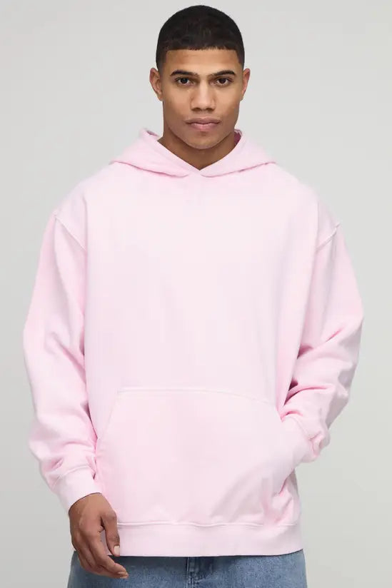 boohooMAN Pink Oversized Washed Osaka Printed Hoodie