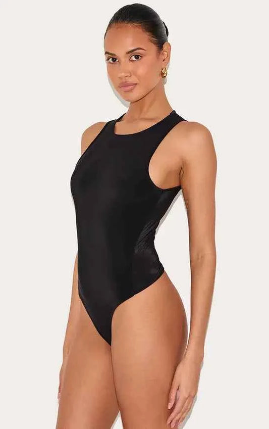 Plt - Black Basic Slinky Racer Bodysuit