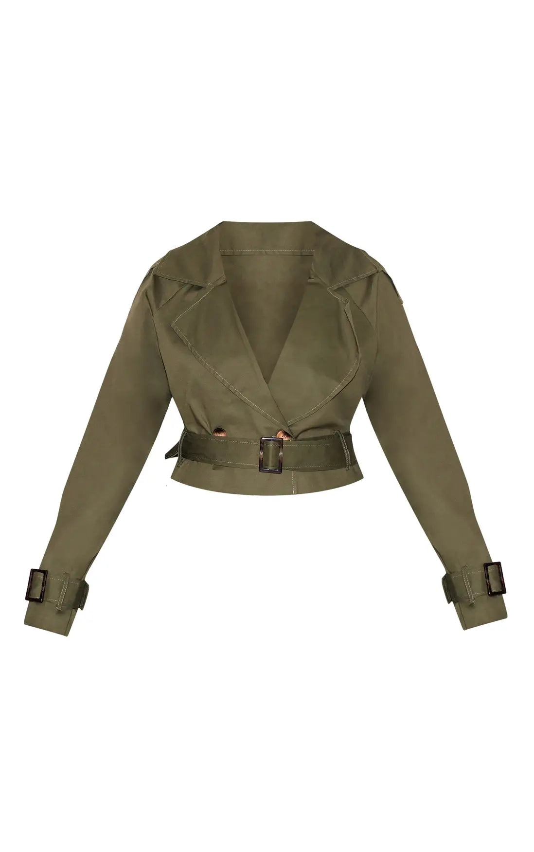 Plt - Khaki Cropped Trench Coat