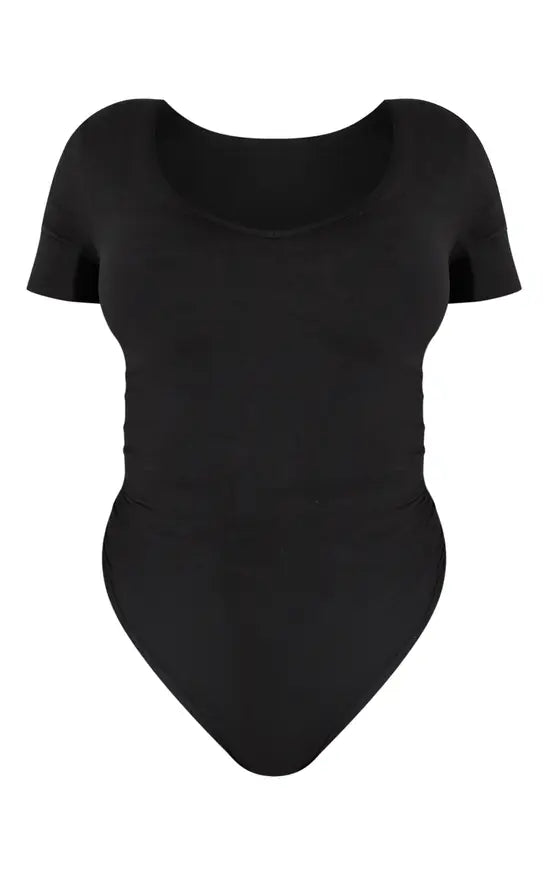 Plt - Shape Black Sculpted V Neck Short Sleeve Bodysuit