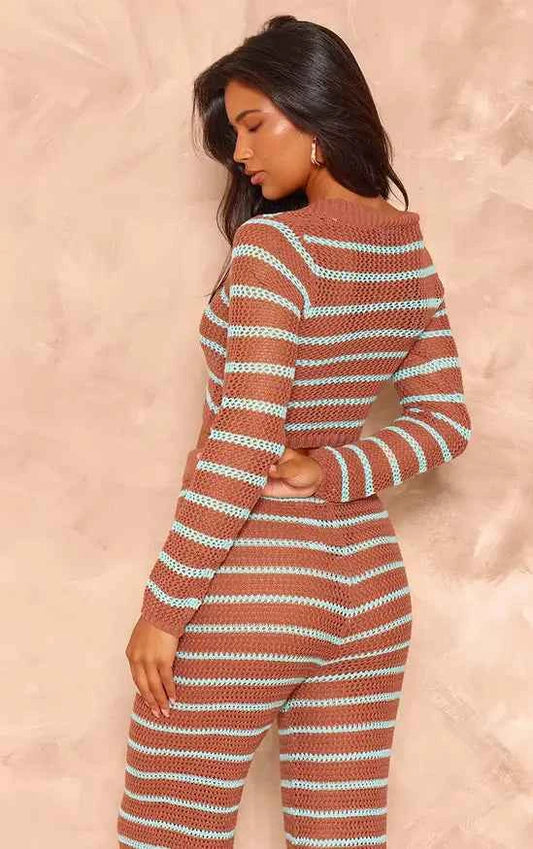 Plt - mocha stripe crochet - SET