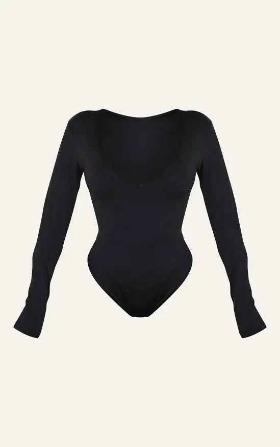Plt - Shape Sculpted V Neck Long Sleeve Bodysuit