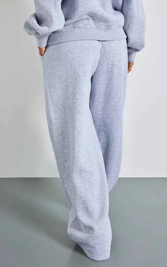 Plt - Petite Grey Marl Wide Leg Elasticated Drawstring Joggers