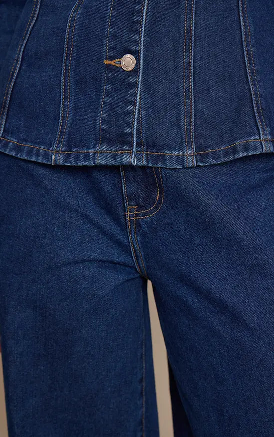 Plt - Tall Dark Indigo High Waisted Wide Leg Jeans