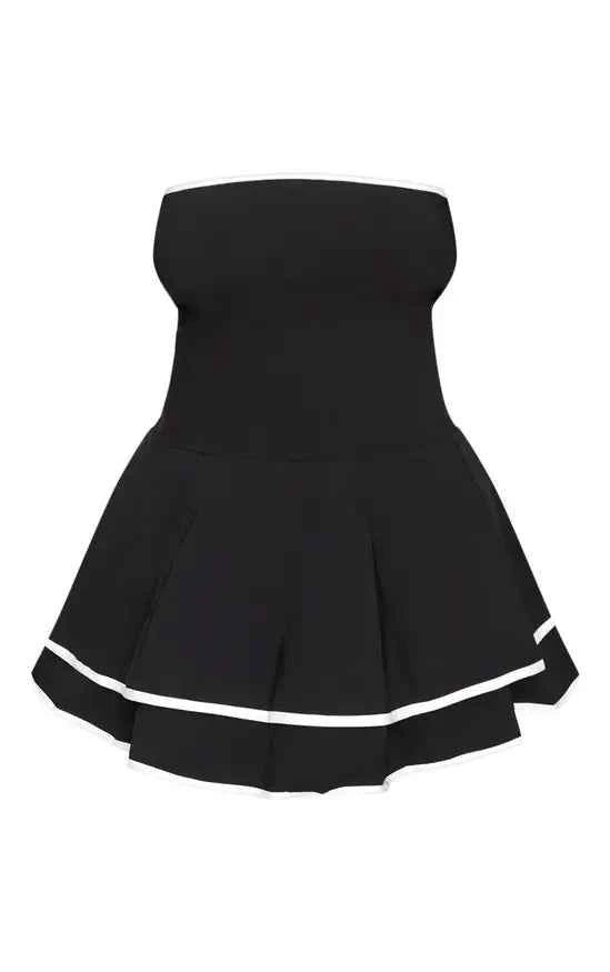 Plt - Plus Black Stretch Woven Contrast Tiered Shift Dress