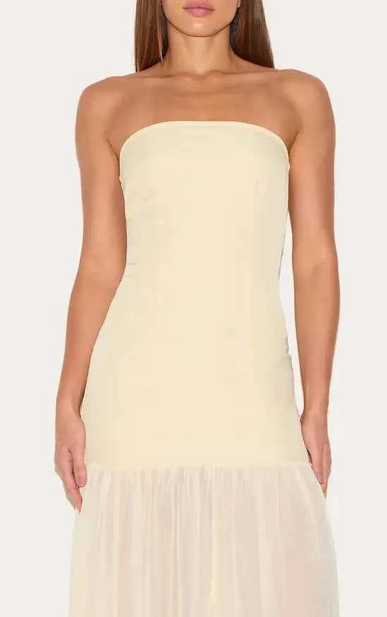 Plt - Tall Almond Bandeau Chiffon Detail Maxi Dress