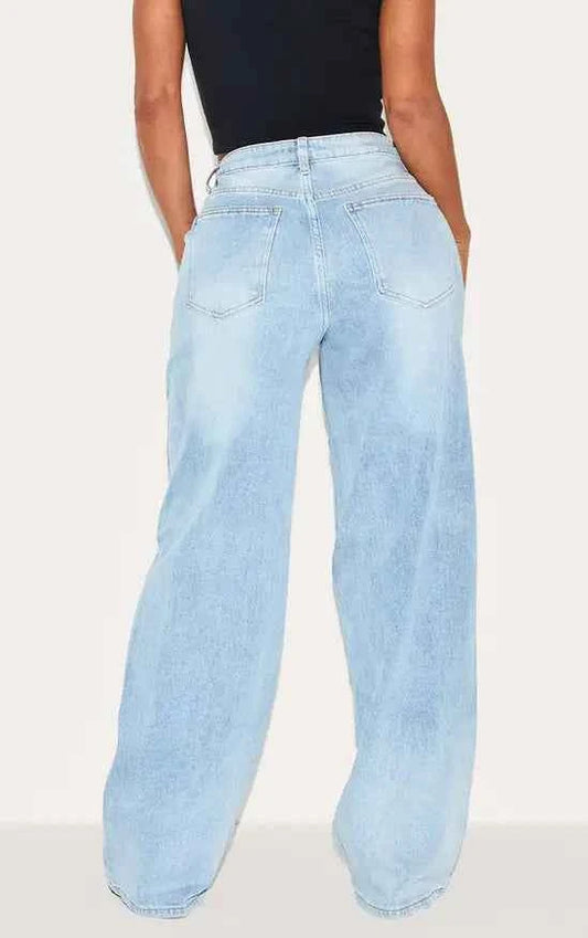 SHAPE LIGHT BLUE WASH HOURGLASS STRETCH HIGH WAISTED STRAIGHT LEG JEANS