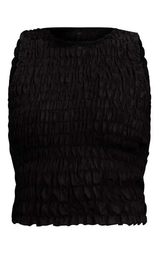 Plt - Black Shirred Chiffon Racer Neck Top Co-ord