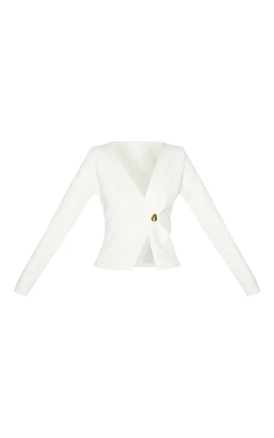 Plt - Cream Asymmetric Compact Knit Cardigan