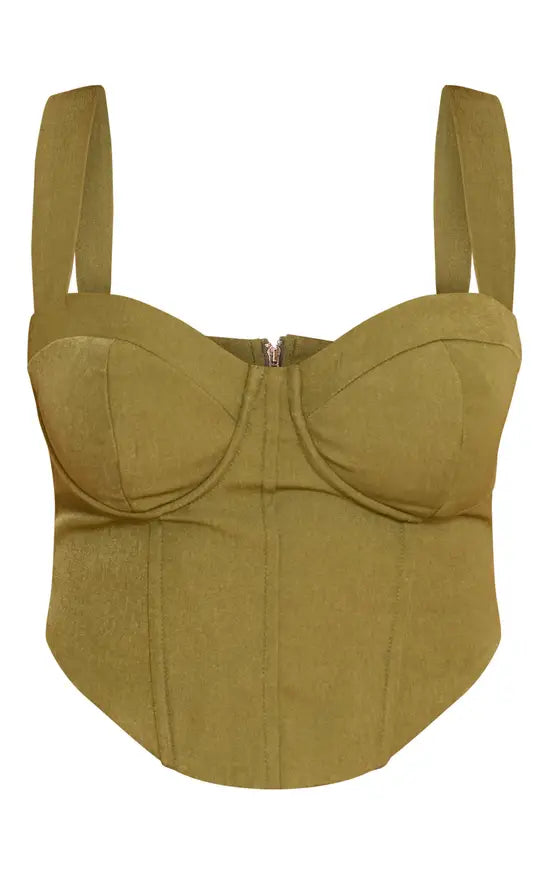 Plt - Shape Woven Corseted Crop Top