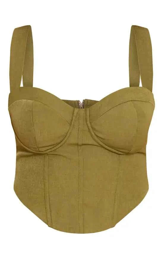 Plt - Shape Woven Corseted Crop Top