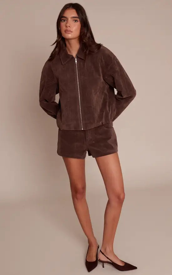Plt - Dark Brown Suede Tailored Shorts