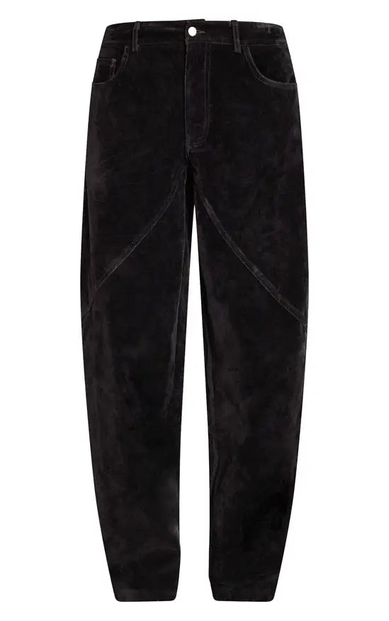 Plt - Black Faux Suede Cargo Trousers