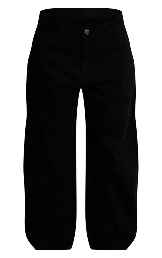 Plt Petite Black Seam Detail Barrel Jean