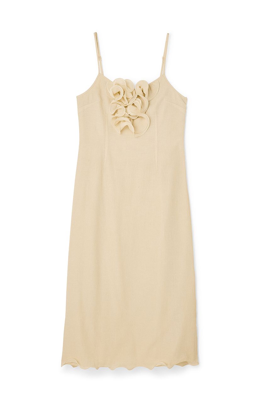 Crepe Ruffled Midi Dress